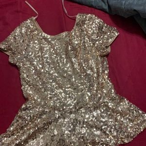 Rose gold sequin peplum top